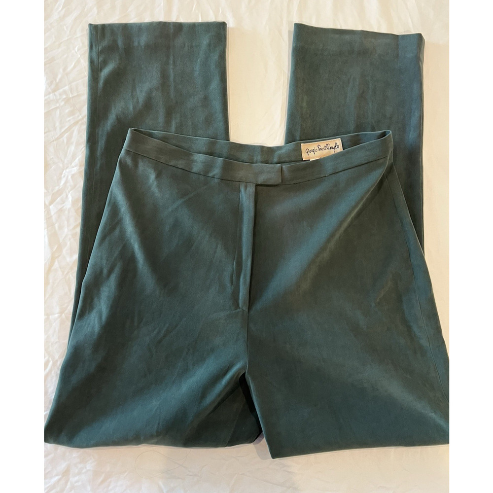 Women's GEORGIO SANT' ANGELO Soft GREEN Pants Size 14 VNTG Travel Classic Office